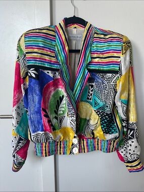 Multicolor Vintage Patterned Bomber Jacket